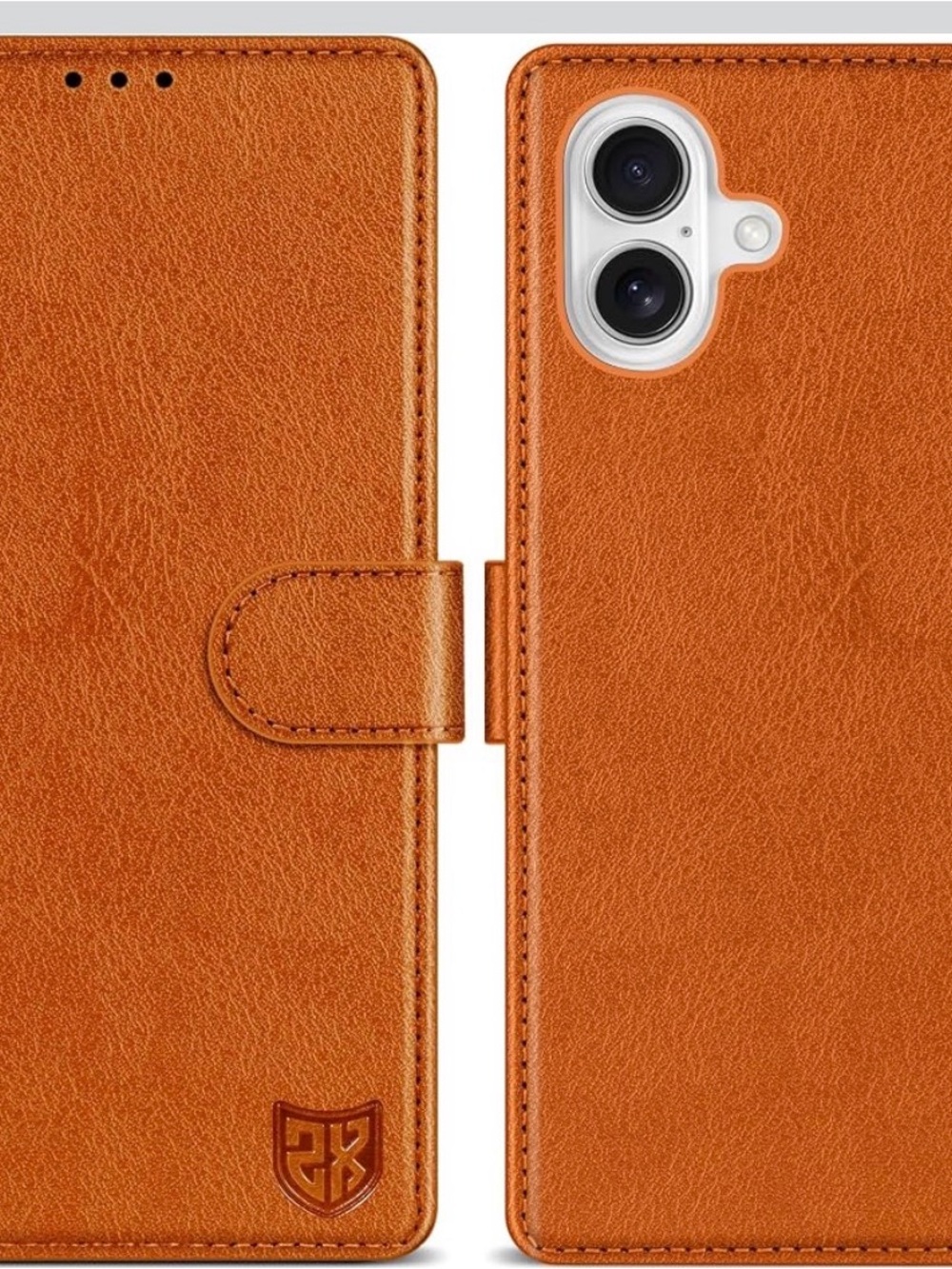 ZZXX Brown Wallet iPhone 16 Plus 6.7 RFID card slot, lectern function, magnetic